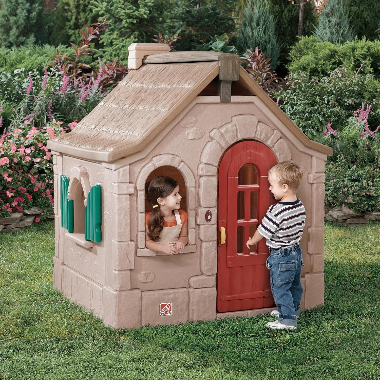 Step2 Naturally Playful Storybook Brown Cottage Playhouse Plastic Kids Outdoor Toy