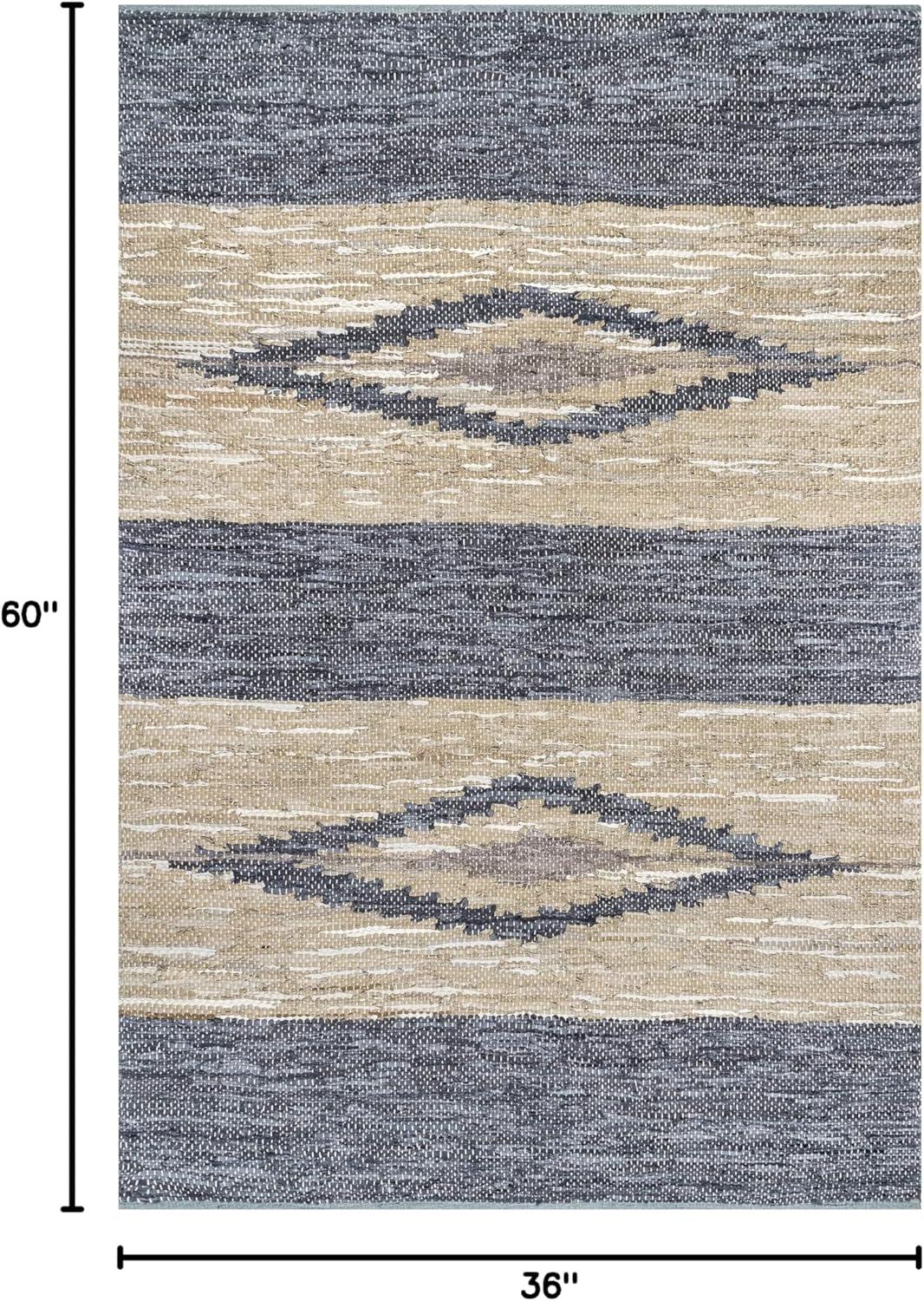 Nuloom Farren Hand Woven Diamond Leather Kitchen Runner Indoor Area Rug - Hallway, Entryway, 2' x 6', Gray