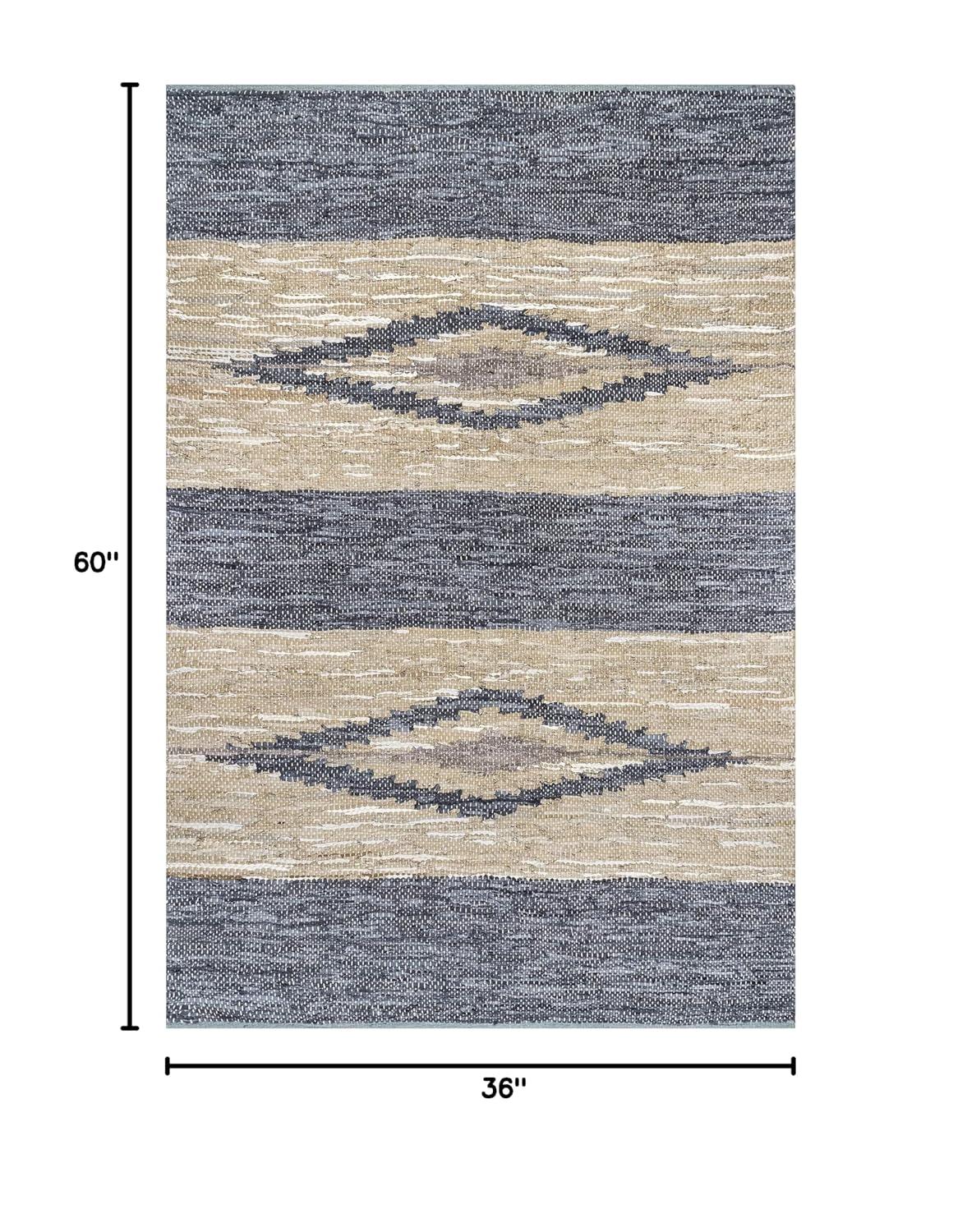 Nuloom Farren Hand Woven Diamond Leather Kitchen Runner Indoor Area Rug - Hallway, Entryway, 2' x 6', Gray