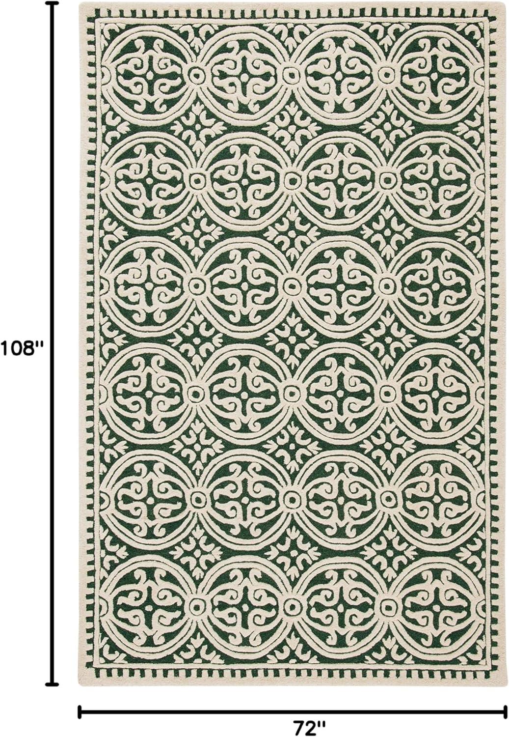 SAFAVIEH Cambridge Leslie Geometric Wool Area Rug, Black/Ivory, 6' x 9'