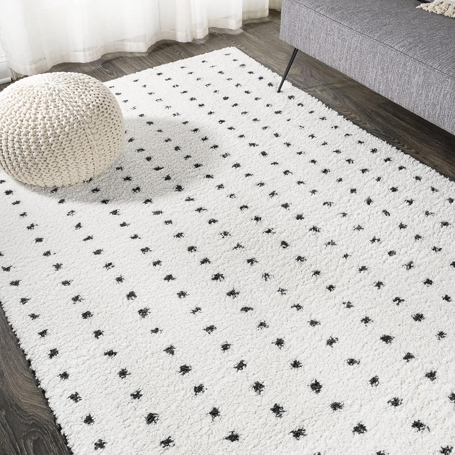 Pele Modern Geometric Dot Shag Indoor Area Rug - JONATHAN Y