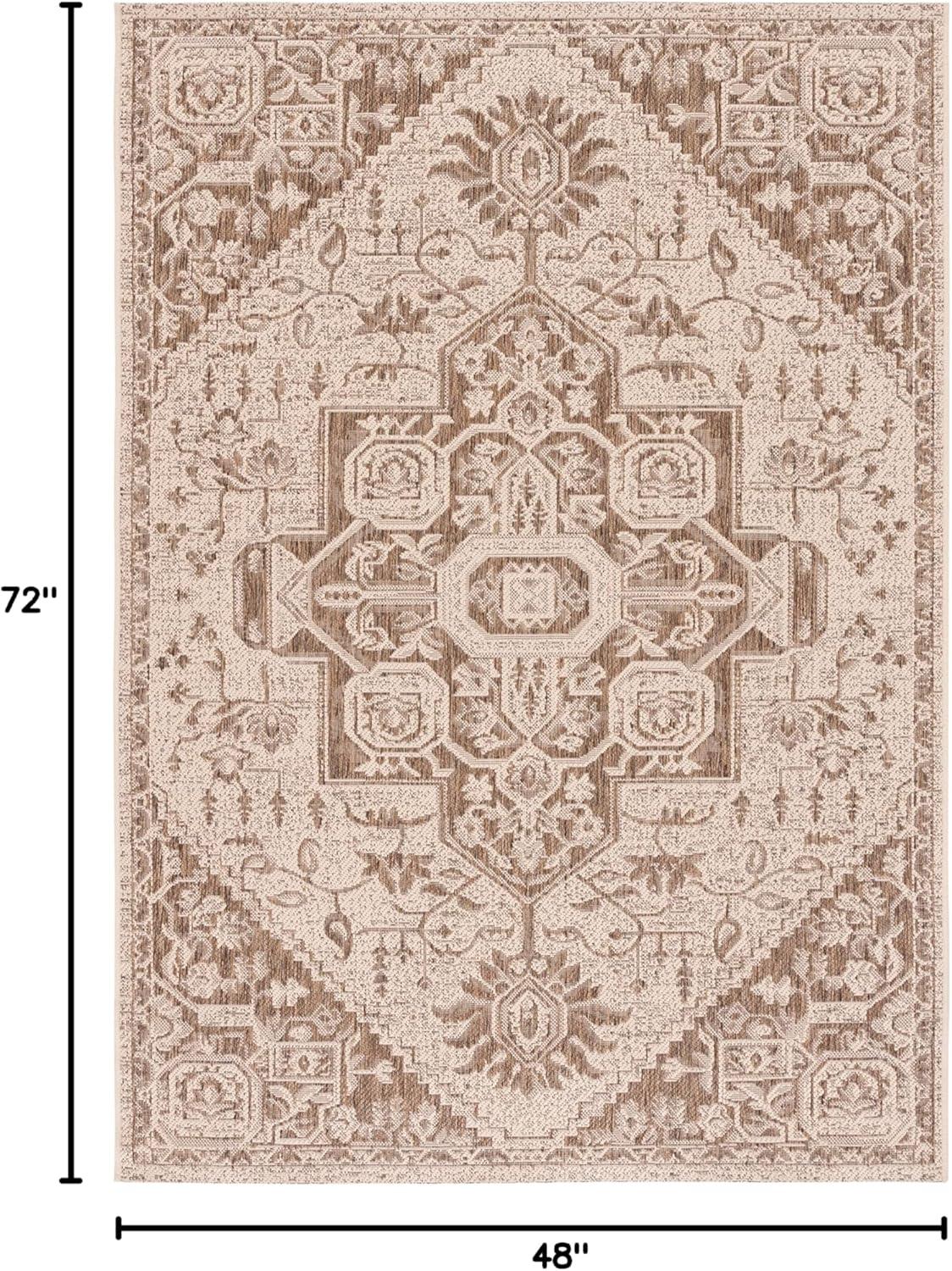 SAFAVIEH Beach House Jose Geometric Indoor/Outdoor Area Rug Beige/Cream, 4' x 6'