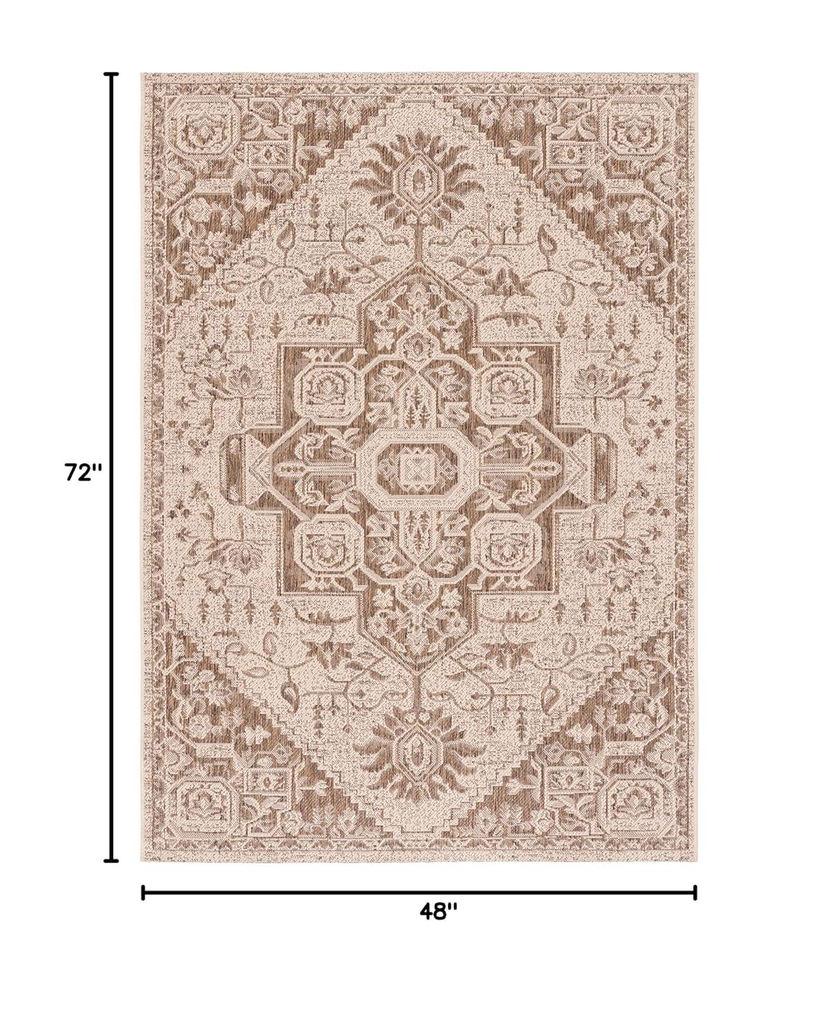 SAFAVIEH Beach House Jose Geometric Indoor/Outdoor Area Rug Beige/Cream, 4' x 6'