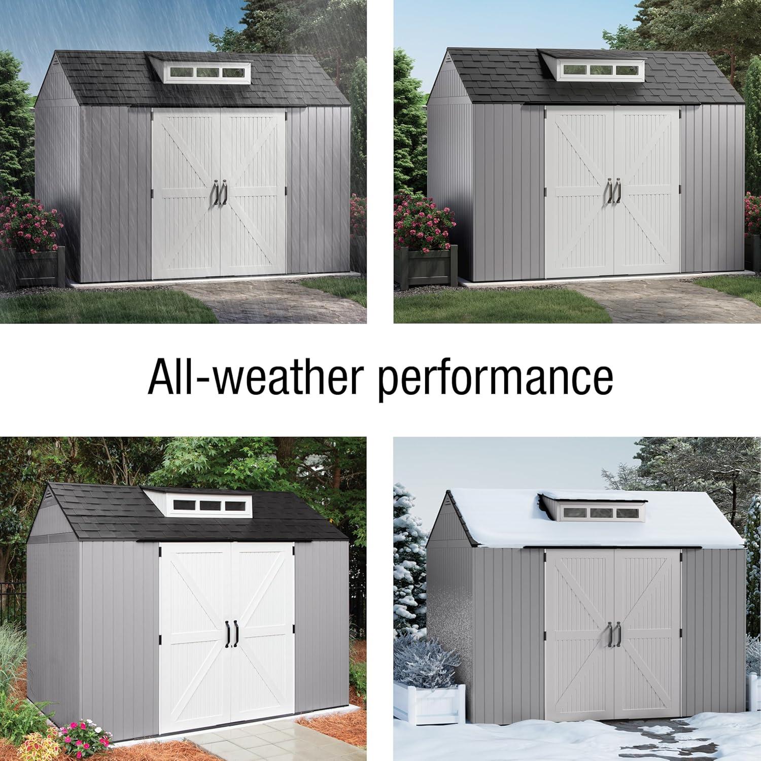 Rubbermaid Large Resin Outdoor Storage Shed, 10.5 x 7 ft., Gray, with Substantial Space for Home/Garden/Back-Yard/Lawn Equipment