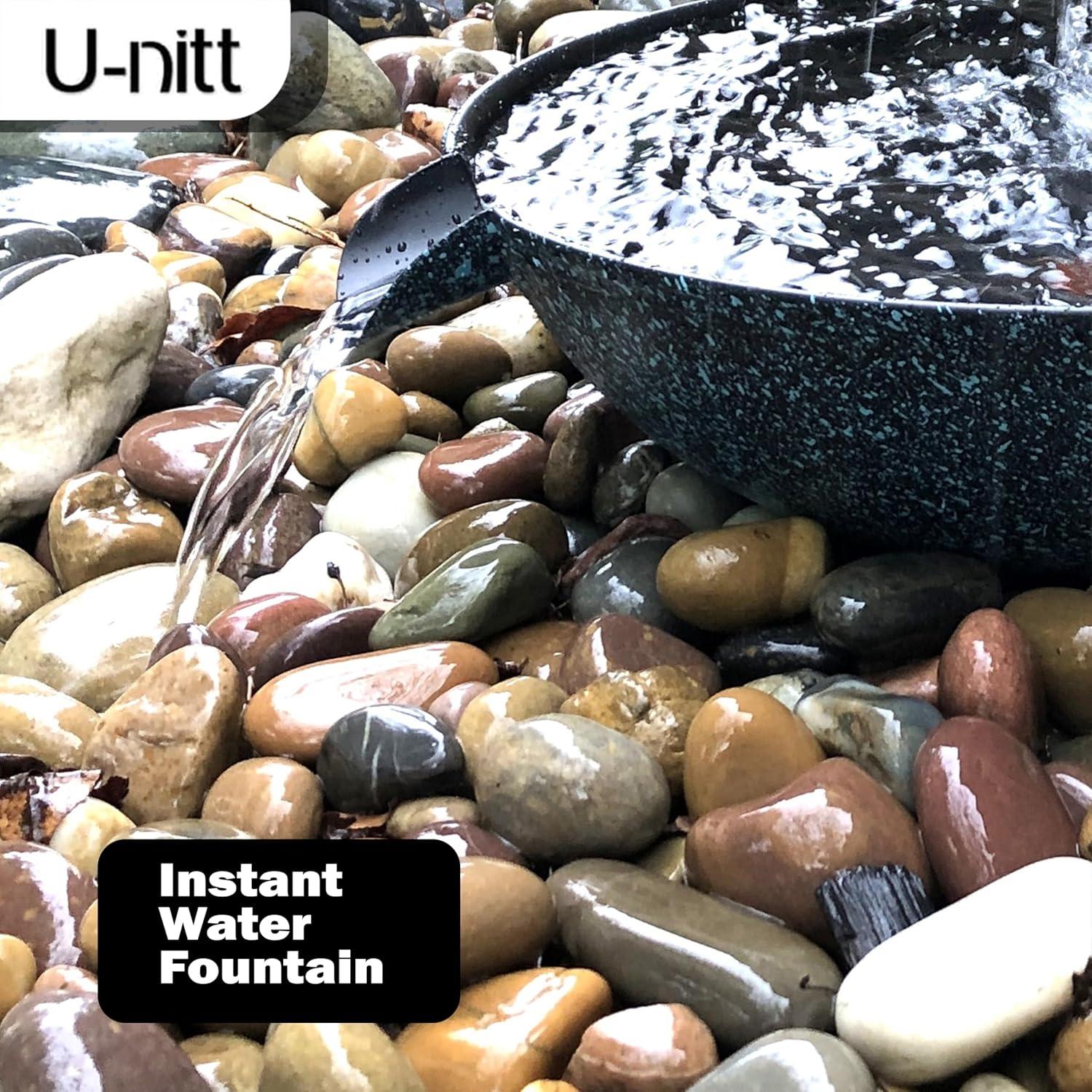 U-nitt 12" Anchoring Basin/Bowl/Dish for Gutter Rain Chain, Spill Bowl for Fountain, with Scupper, Birdbath Alternative, with Attachment Chain, Black Powder Coated with Patina, 972PA