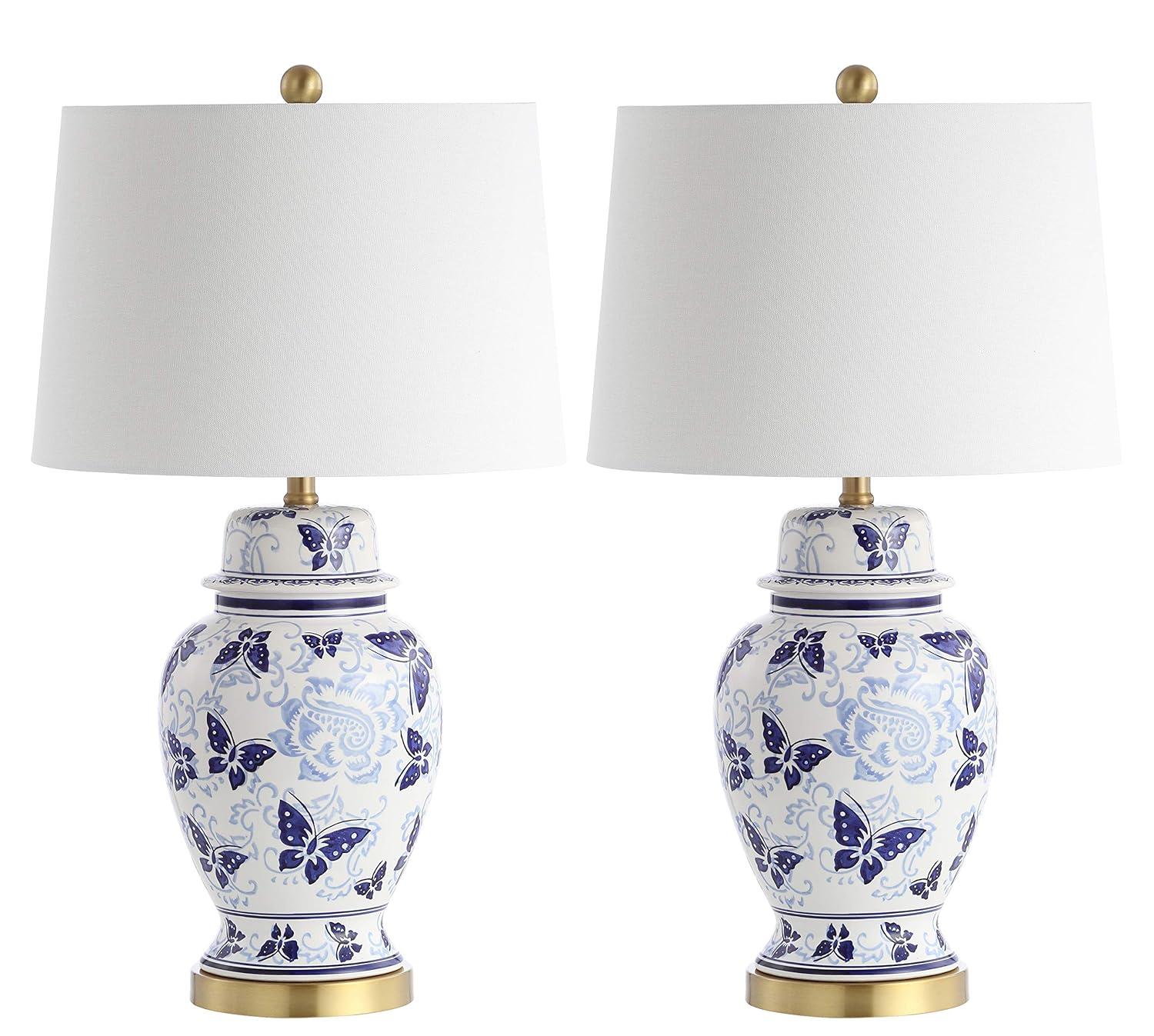 Hana Tbale Lamp (Set of 2) - 28 Inch Height - TBL4160 - Blue/White - Safavieh