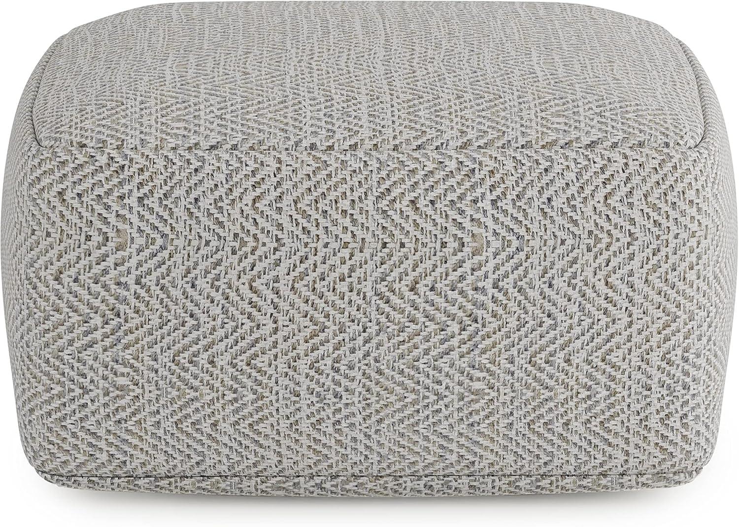 Gray Melange Cotton Blend Square Pouf