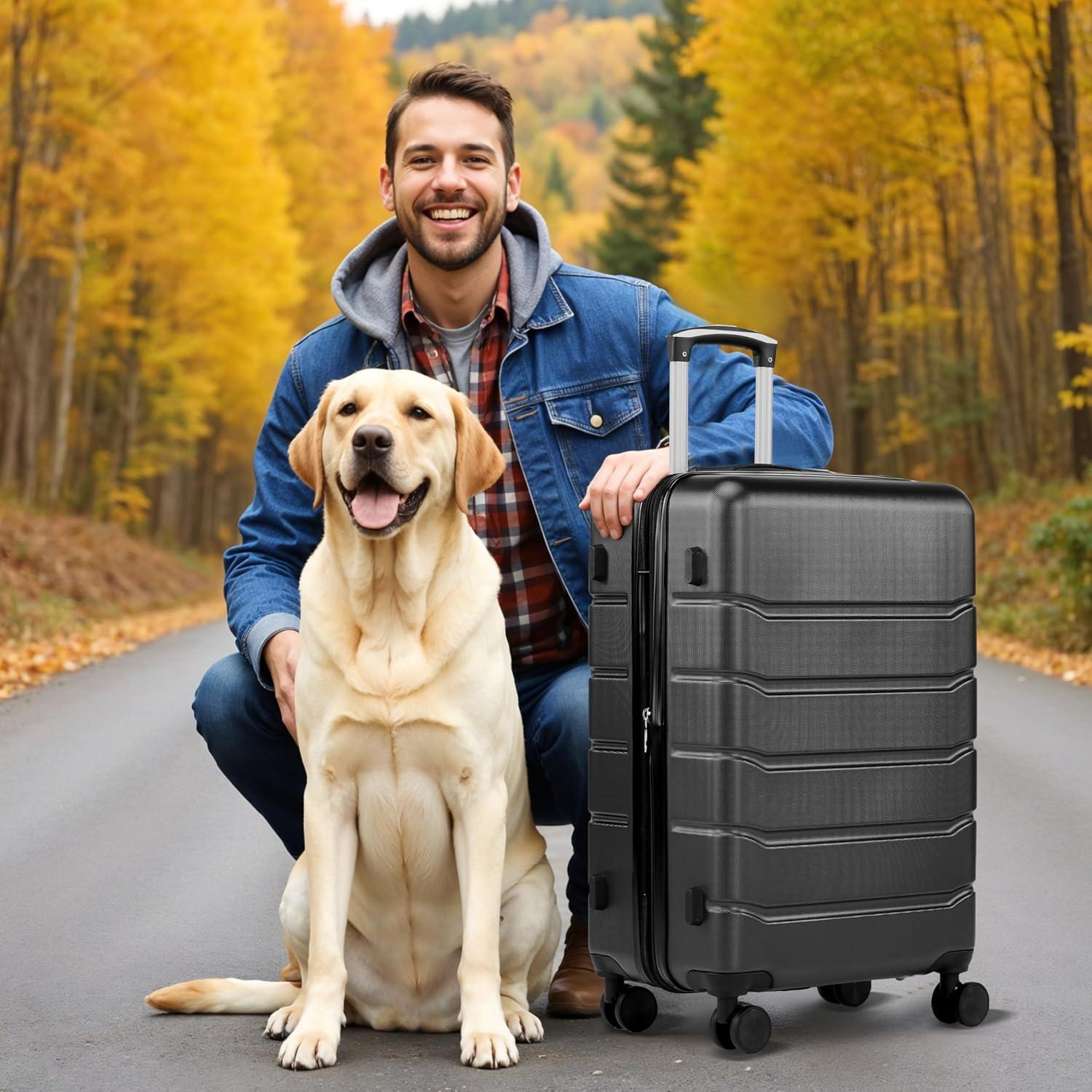 Smugdesk.com 3-Piece Luggage Set, ABS Travel Suitcase Set with TSA lock