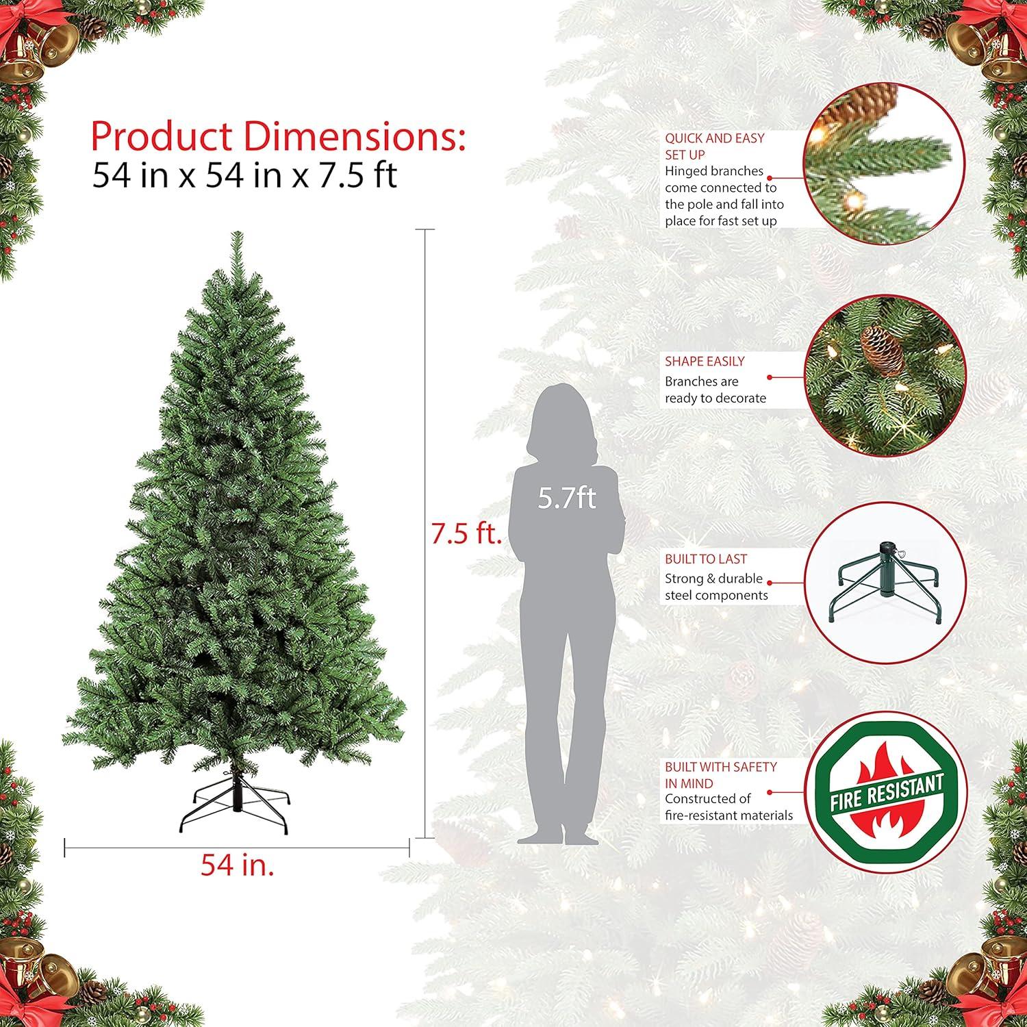 Puleo International 7.5' Pre-Lit Northern Fir Artificial Christmas Tree with 500 Clear UL Listed Lights