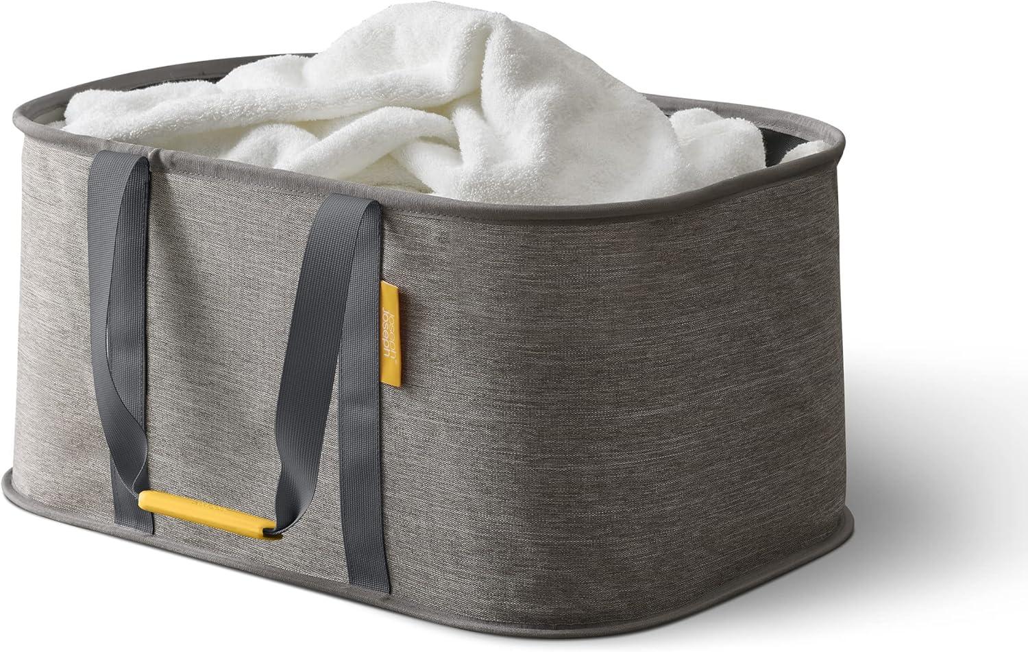 Gray Collapsible 35L Fabric Laundry Basket with Handles