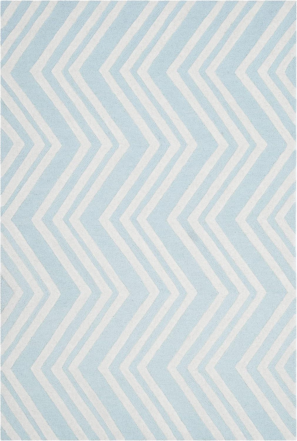 SAFAVIEH Kids Wave Chevron Wool Area Rug, Mint/Ivory, 3' x 5'