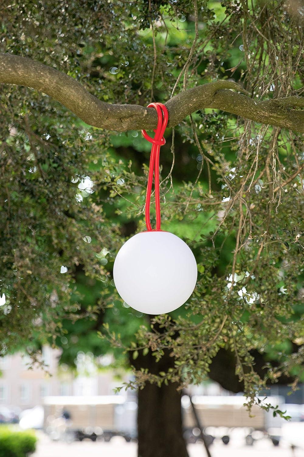 White and Taupe LED Globe Indoor/Outdoor Hanging Lamps
