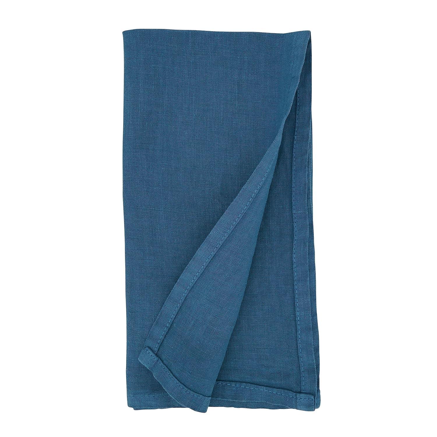 Saro Lifestyle Classic Pure 100% Linen Table Napkin (Set of 4), 20", Ocean Blue