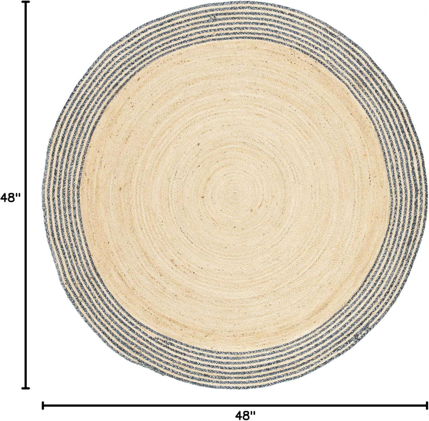 Cape Cod CAP204 Hand Woven Area Rug - Ivory/Blue - 4' Round - Safavieh.