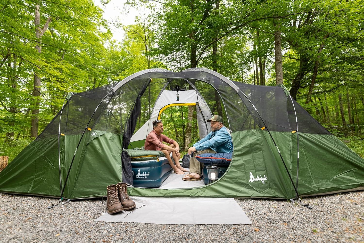 Aspen Grove 8-Person White and Green Dome Tent with Vestibule