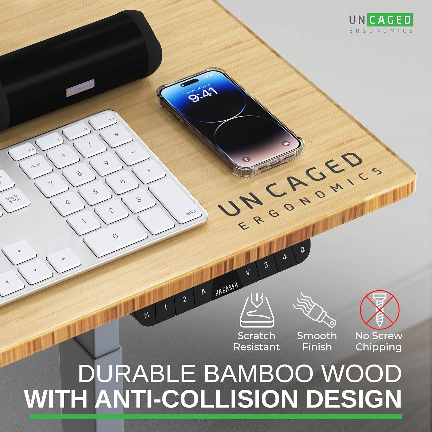 Rise UP Electric Standing Desk adjustable height desk 24-49" dual motor one piece 60x30" bamboo desktop height adjustable desk adjustable standing desk stand up desk sit to stand desk rising desk