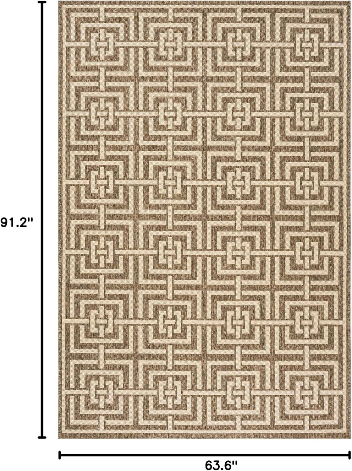 Beige and Cream Geometric Indoor/Outdoor Rug