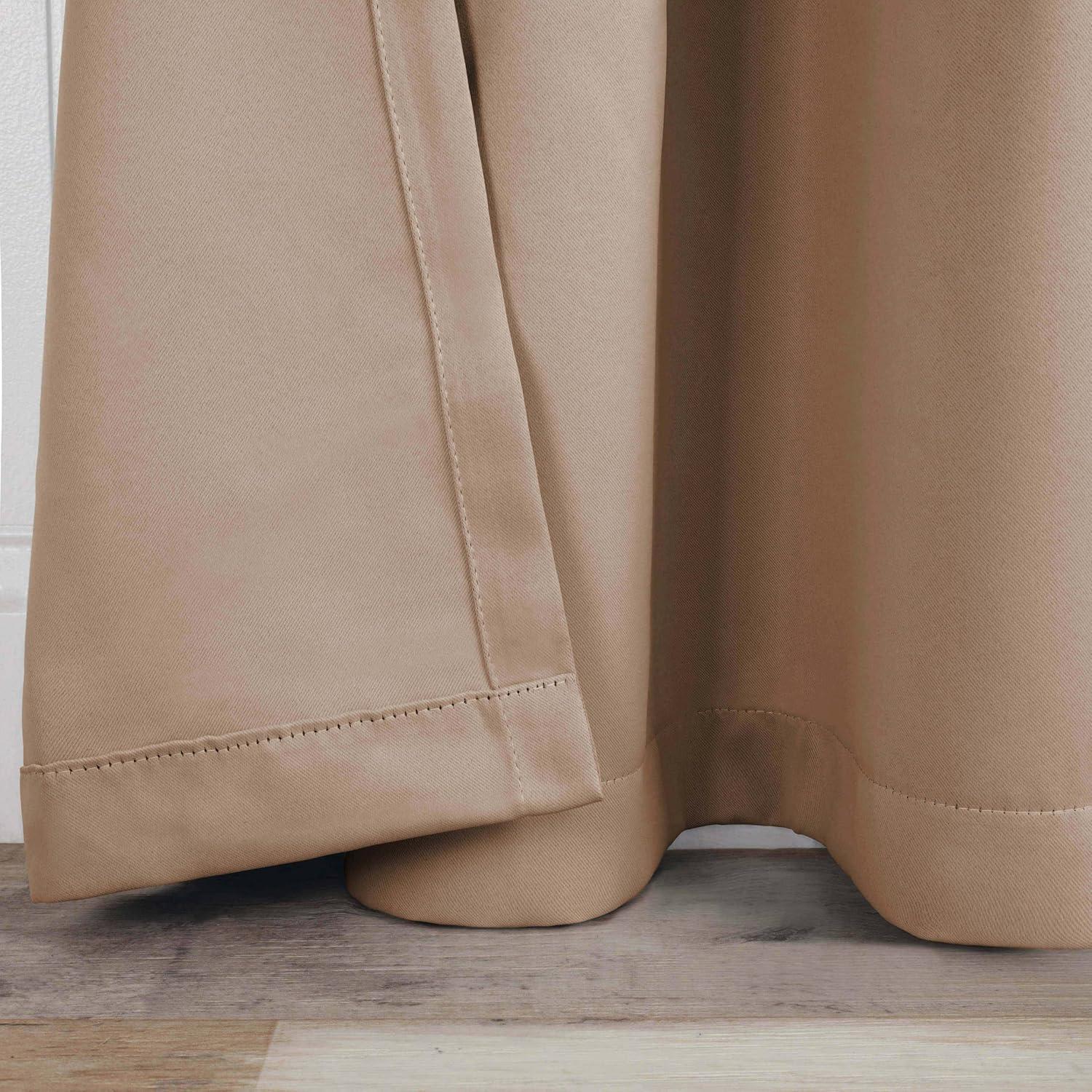 Classic Modern Solid Room Darkening Semi-Blackout Curtains, Grommets, Set of 2, 52"x63", Smoked Ash - Blue Nile Mills