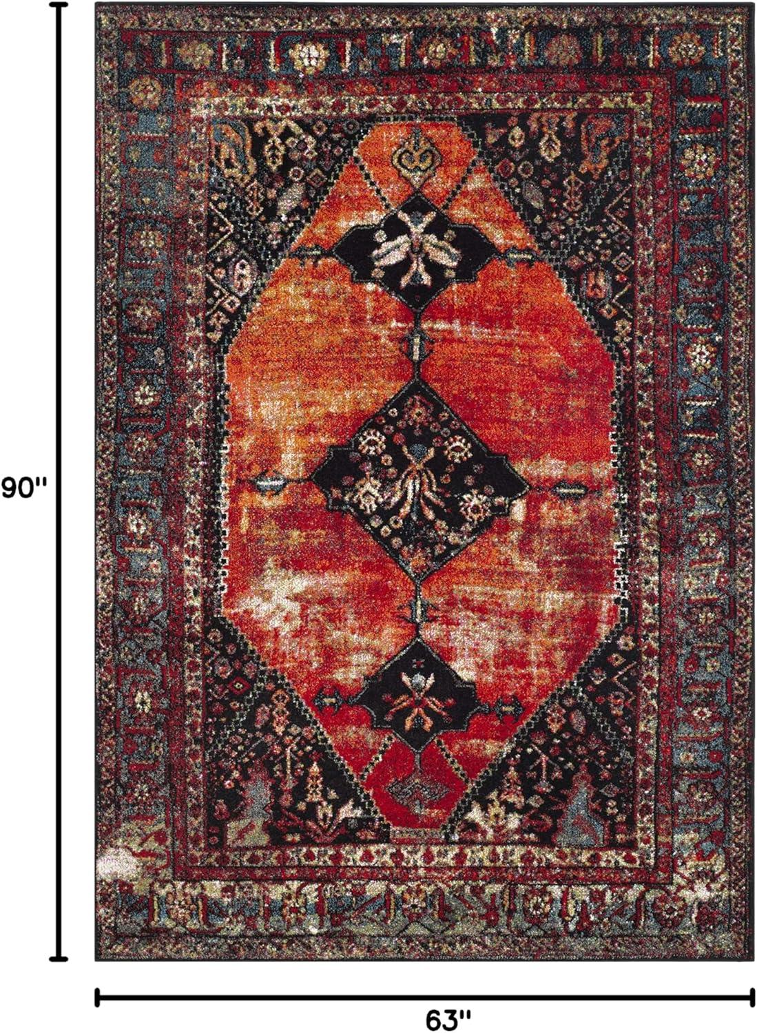Vintage Hamadan VTH217 Power Loomed Indoor Area Rug - Orange/Multi - 5'3"x7'6" - Safavieh