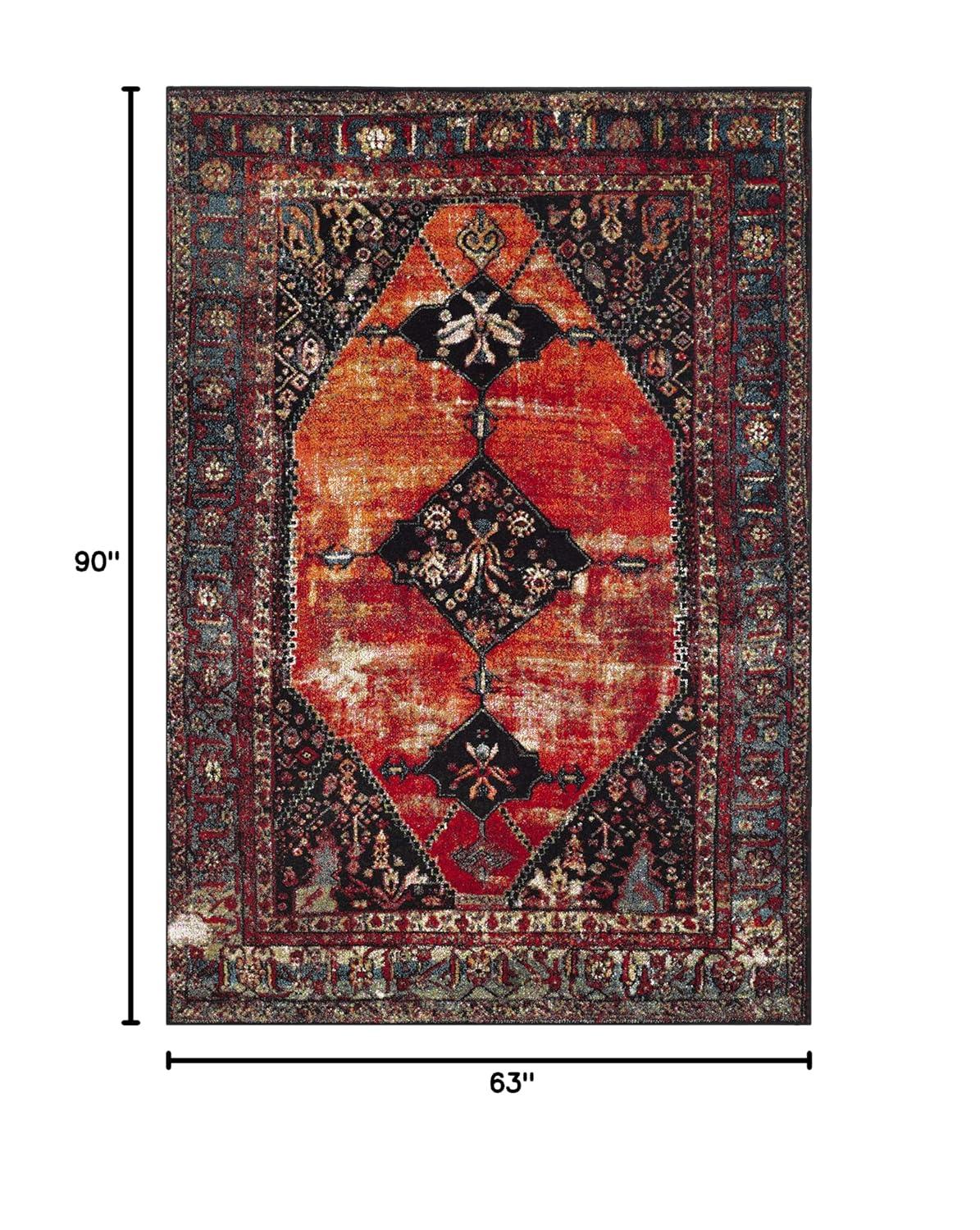 Vintage Hamadan VTH217 Power Loomed Indoor Area Rug - Orange/Multi - 5'3"x7'6" - Safavieh