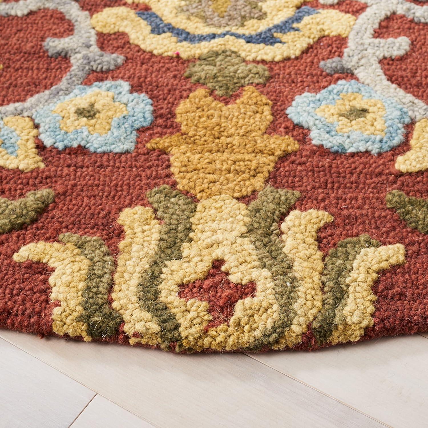 Blossom BLM402 Hand Tufted Area Rug - Red/Multi - 4' round - Safavieh.