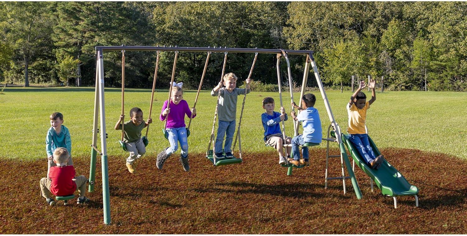 XDP Recreation Crestview Outdoor Swing Set w/ Slide, Glider, 3 Swings, & See Saw