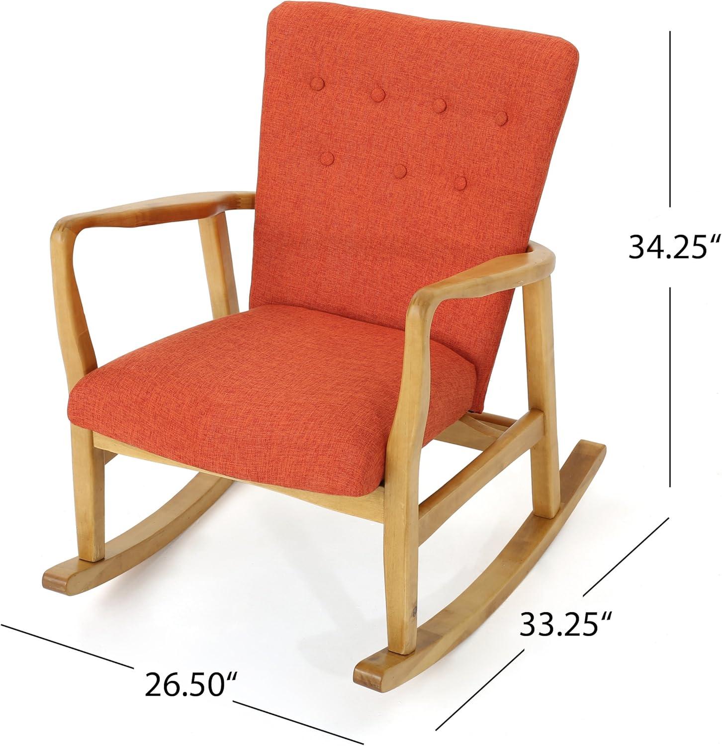 Christopher Knight Home Callum Mid-Century Fabric Rocker Muted Orange: Upholstered Accent Chair, Polyester, Hardwood Frame