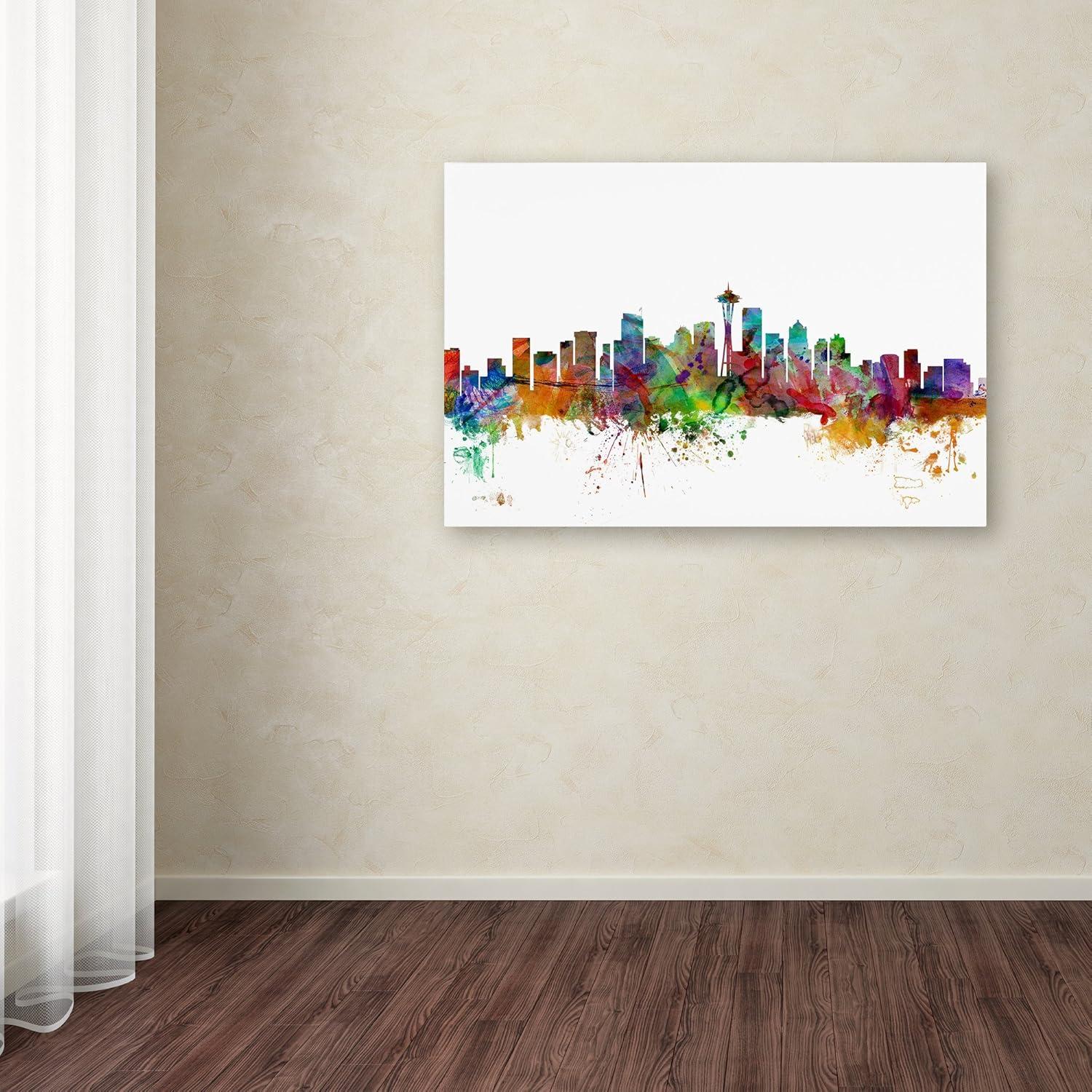 Trademark Fine Art 'Seattle Washington Skyline' Graphic Art Print on Wrapped Canvas | Wayfair