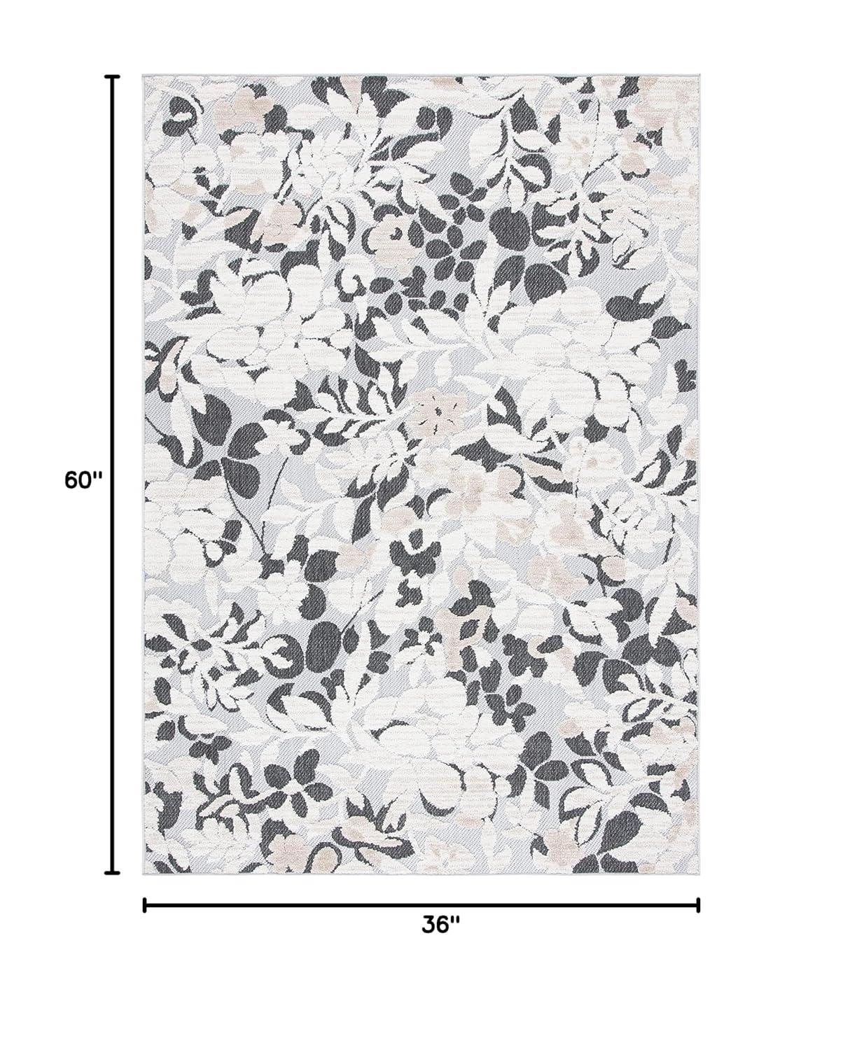 Cabana CBN672 Power Loomed Indoor Accent Rug - Ivory/Charcoal - 3'x5' - Safavieh