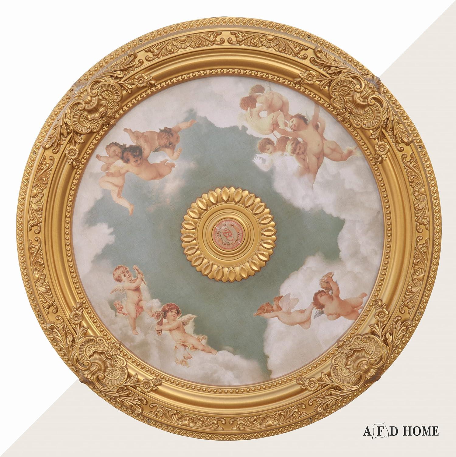 Gold and Sky Polystyrene Round Chandelier Ceiling Medallion