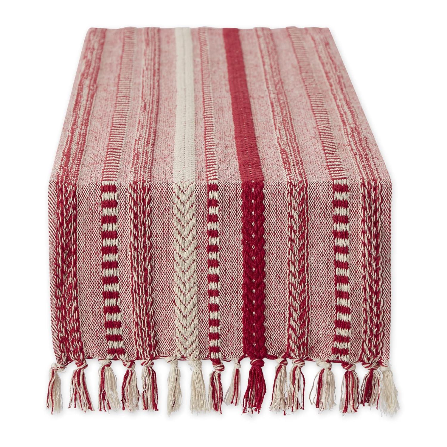 DII Wine Braided Stripe Table Runner 15x108