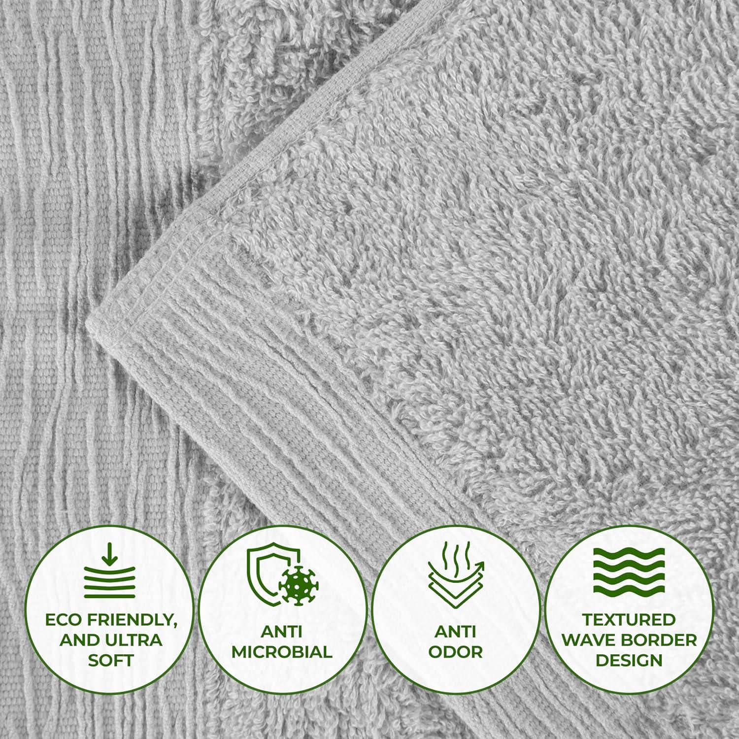 Superior Rayon from Bamboo Soft Modern 12-Piece Towel Set, Platinum
