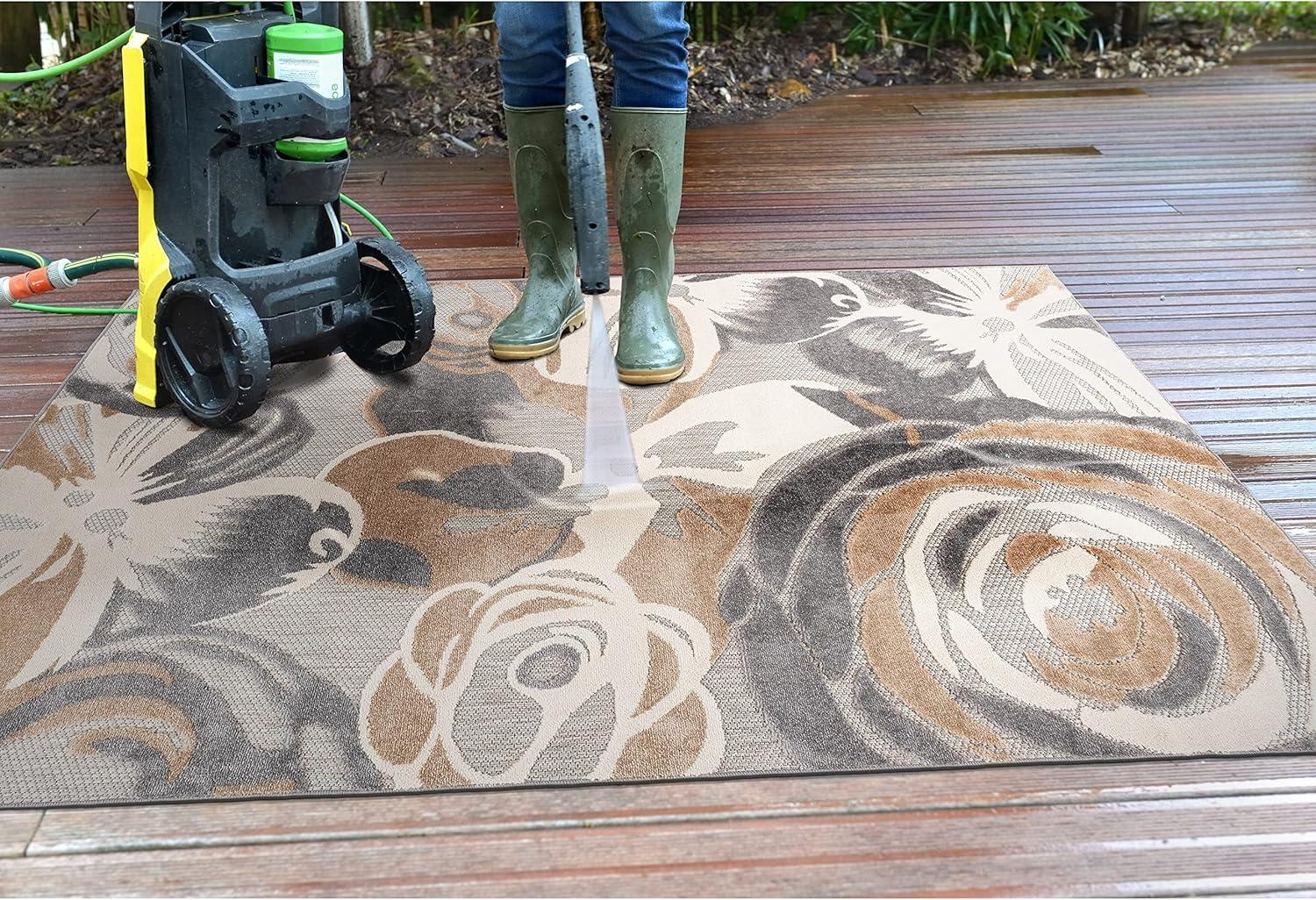World Rug Gallery Modern Floral Indoor/Outdoor Area Rug