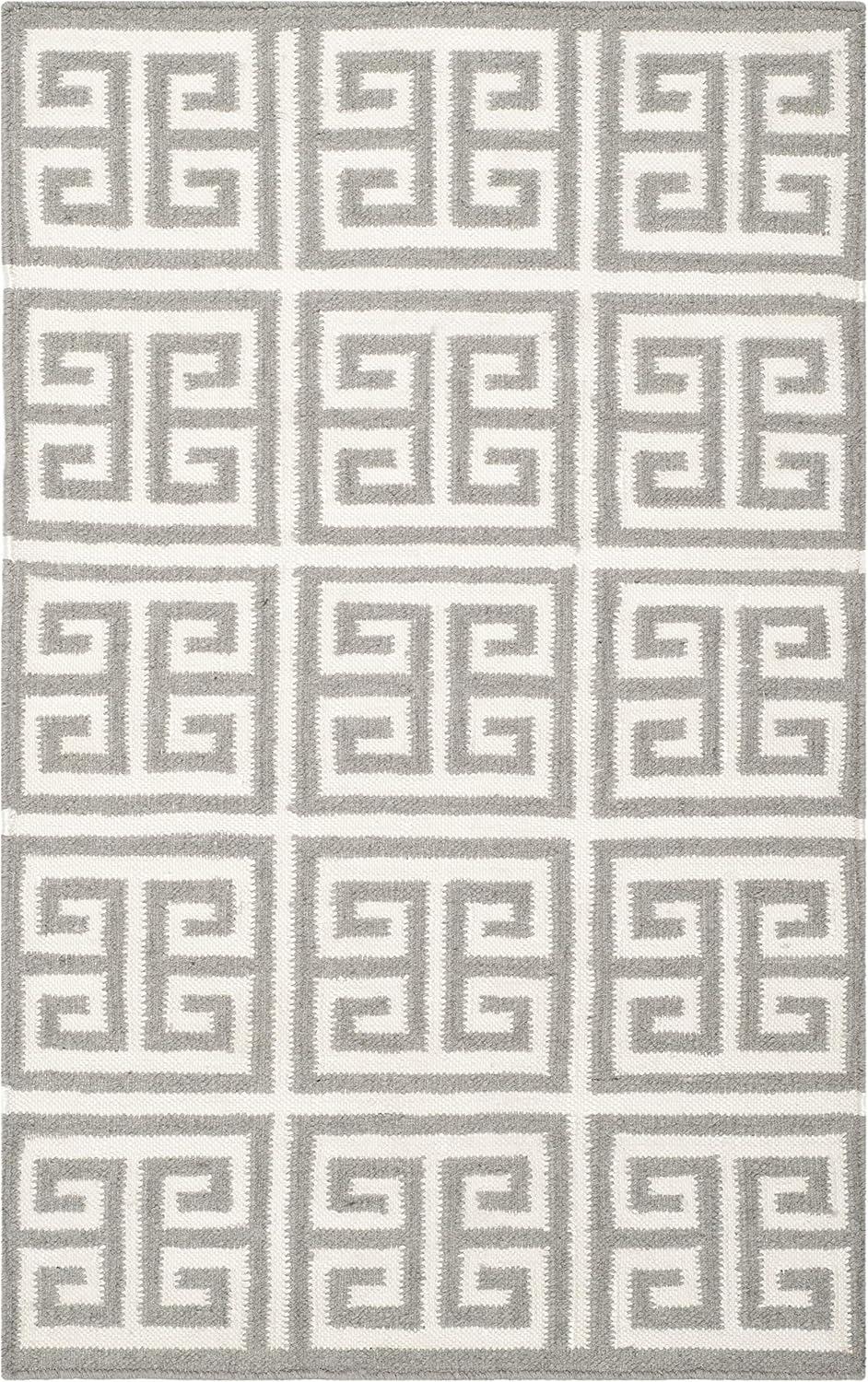 Dhurries DHU626 Hand Woven Flat Weave Accent Rug Grey / Ivory 2'-6" X 4' - Safavieh.
