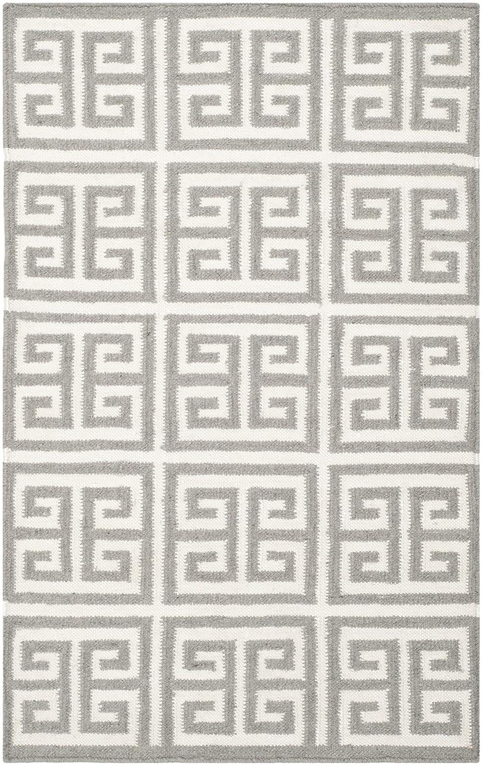 Dhurries DHU626 Hand Woven Flat Weave Accent Rug Grey / Ivory 2'-6" X 4' - Safavieh.