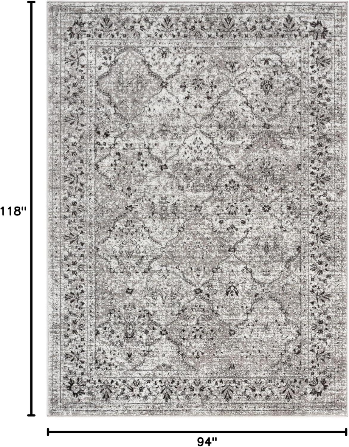 Well Woven Argos Ivory Grey Vintage Oriental Panel Area Rug 8x10 (7'10" x 9'10")