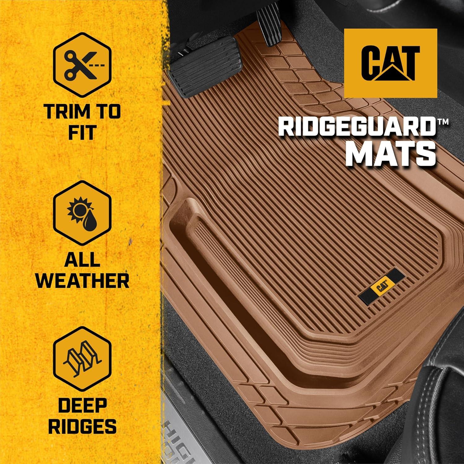 Cat® TerrainGuard™ Heavy-Duty 3-Piece All-Weather Rubber Floor Mats for Car, Beige