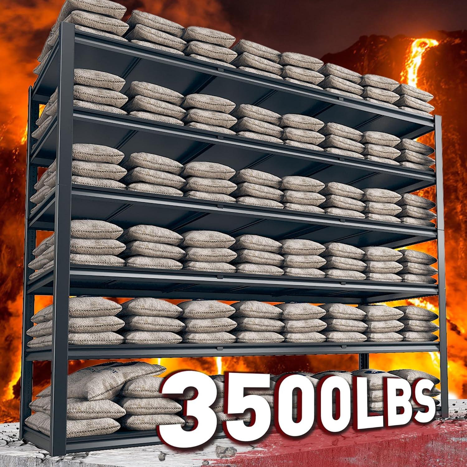 REIBII 84“H Garage Shelving Heavy Duty Storage Shelves 3500 LBS Adjustable Metal Shelving Uints and Storage for Garage,Warehouse,School,Commercial,Business, 60 "W x 24 "D x 84 "H