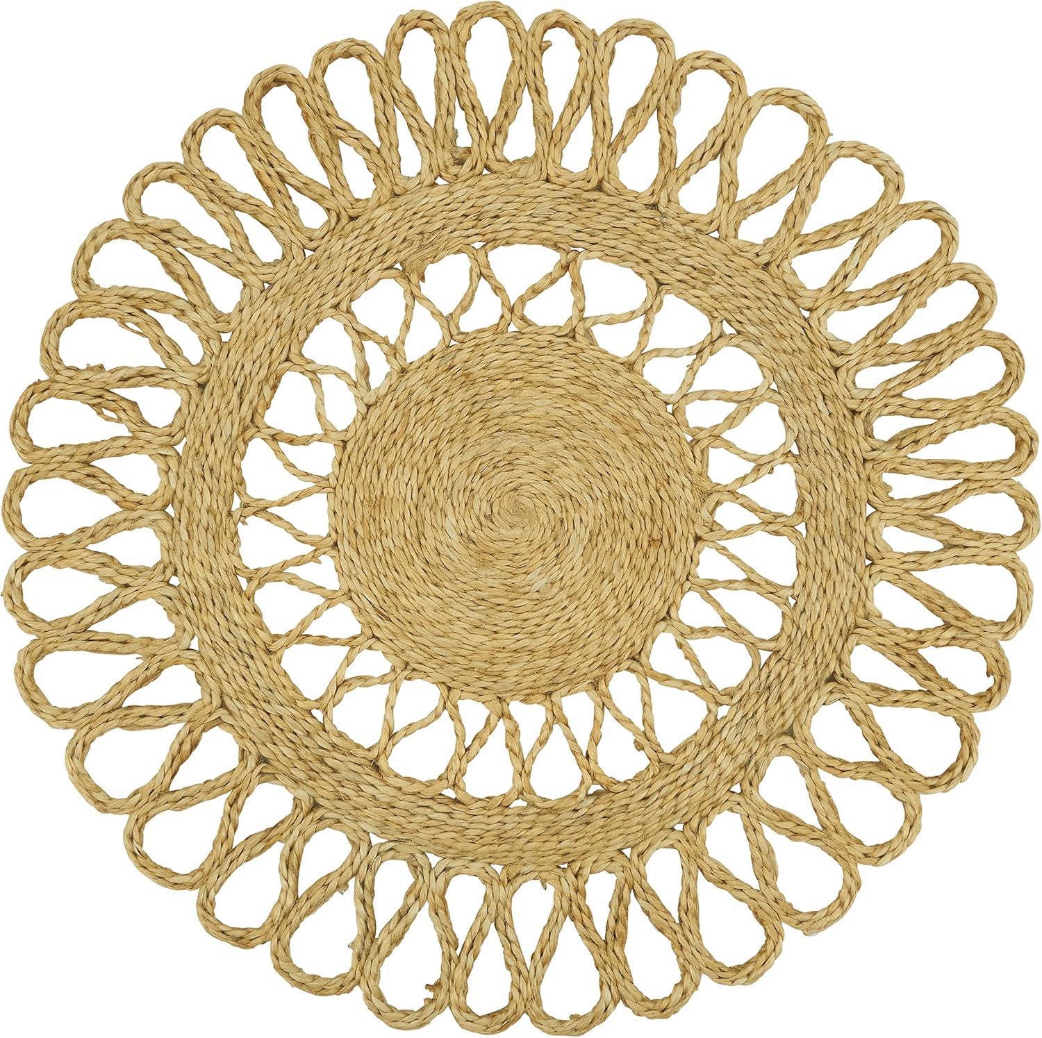 Natural Loopy Jute Round Table Placemats, Set of 4