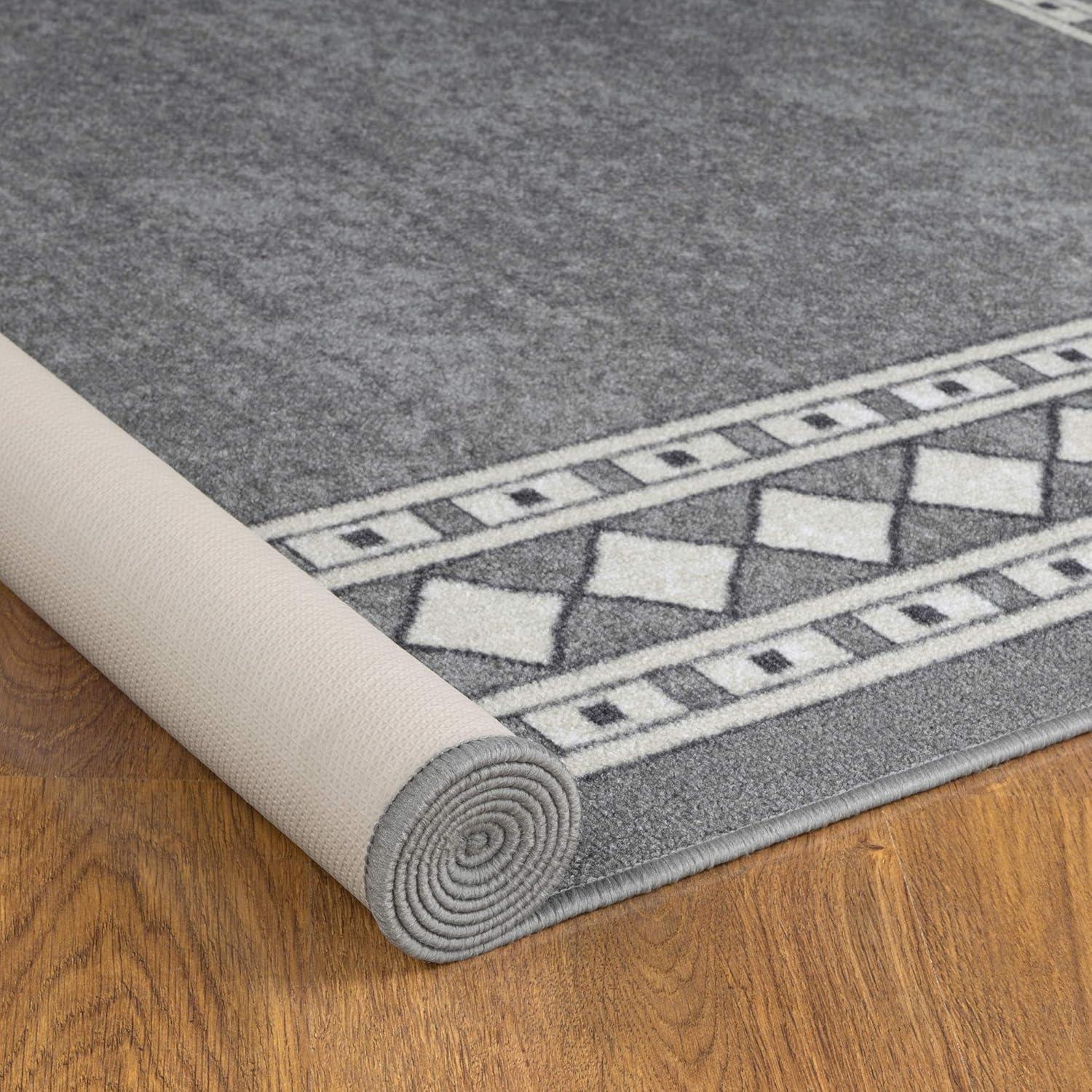 Gray 8' x 10' Synthetic Stain-Resistant Rectangular Area Rug