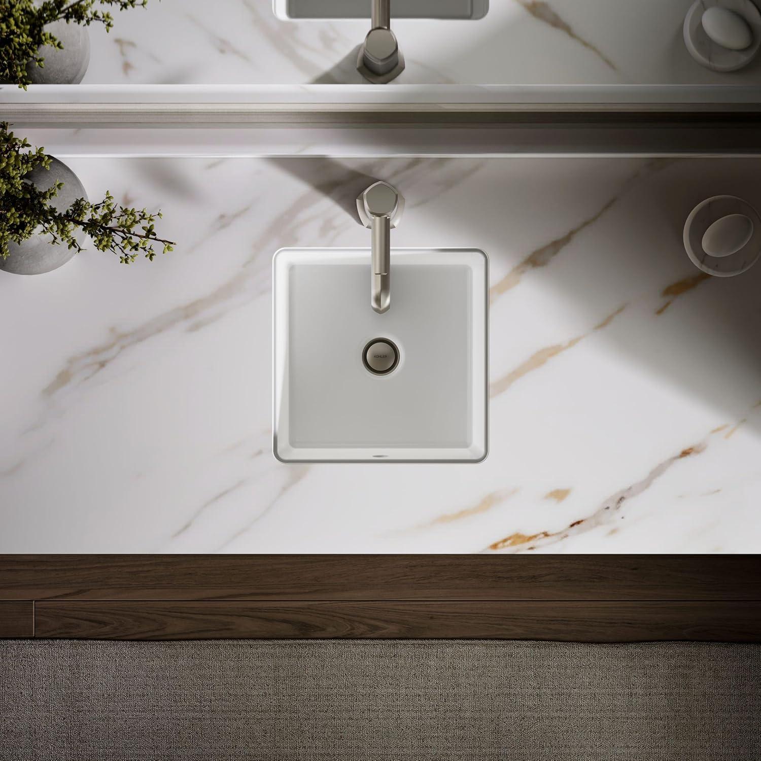 Verticyl Vitreous China Square Undermount Bathroom Sink with Overflow