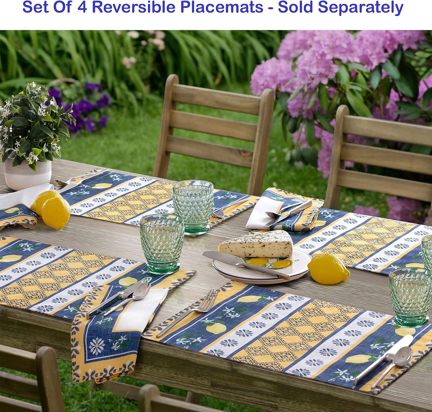 Provence Blue Lemon Polyester Table Runner, 70 Inch