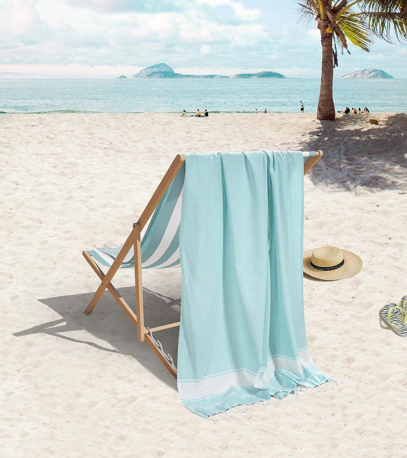 LANE LINEN Beach Towels 6 Pack, Bulk Beach Towels Oversized, Pool Towels for Adults, Pre-Washed, Sand Free Beach Towel, Fast Drying Beach Towel, 39"x71" - Classic Color