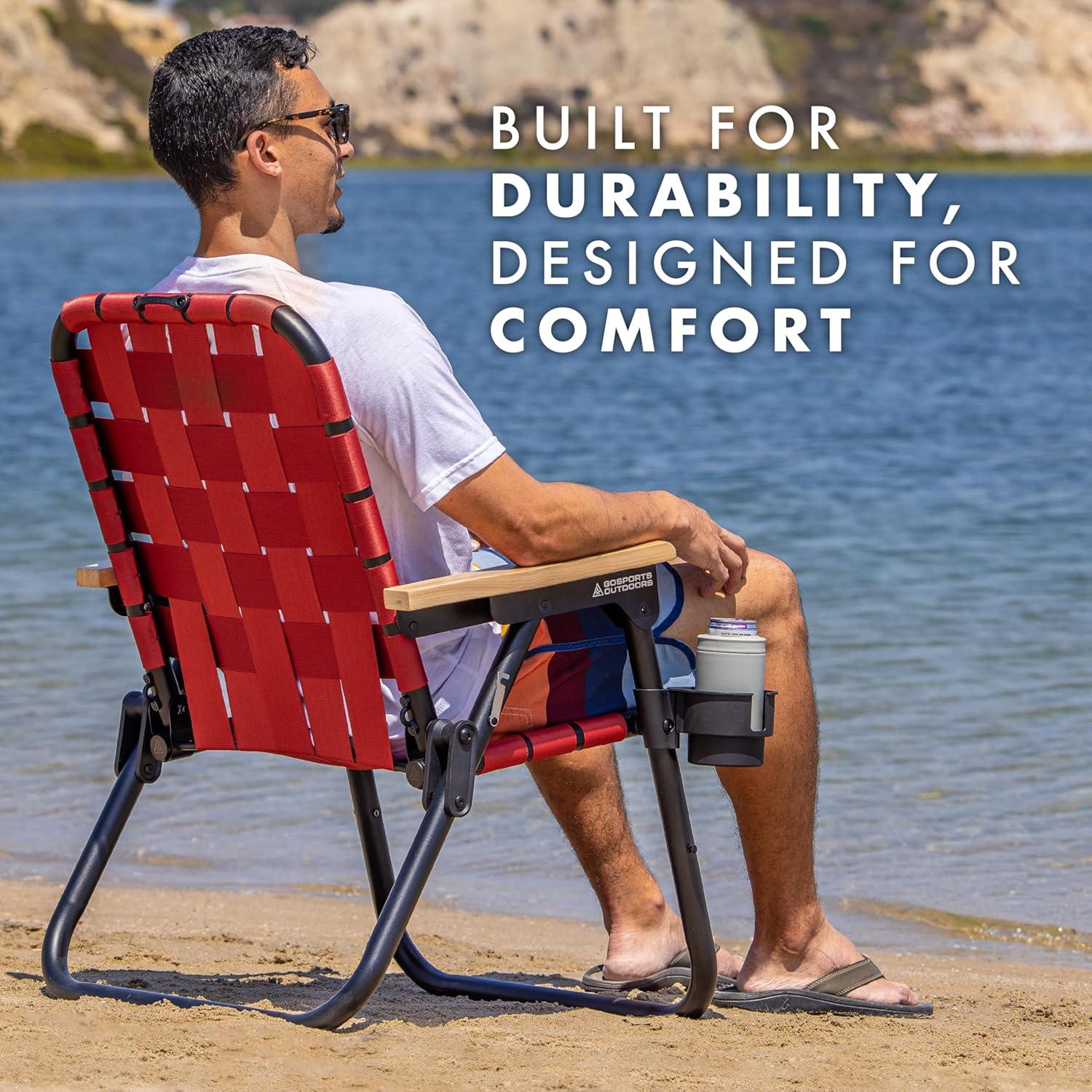GoSports GoSports Outdoors WOVN Premium Beach & Camping Chair - Folding Backpack Chair for Adults