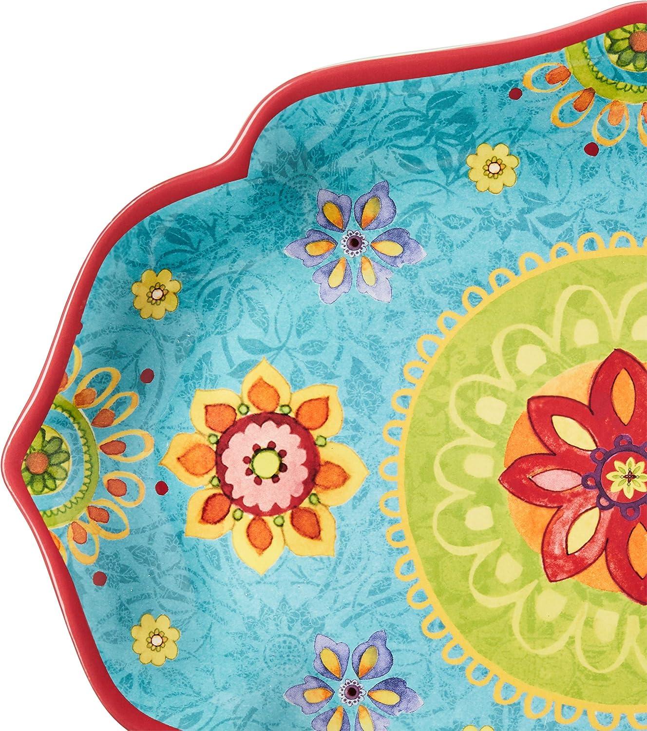 Colorful Hand-Painted Ceramic Oval Serving Platter