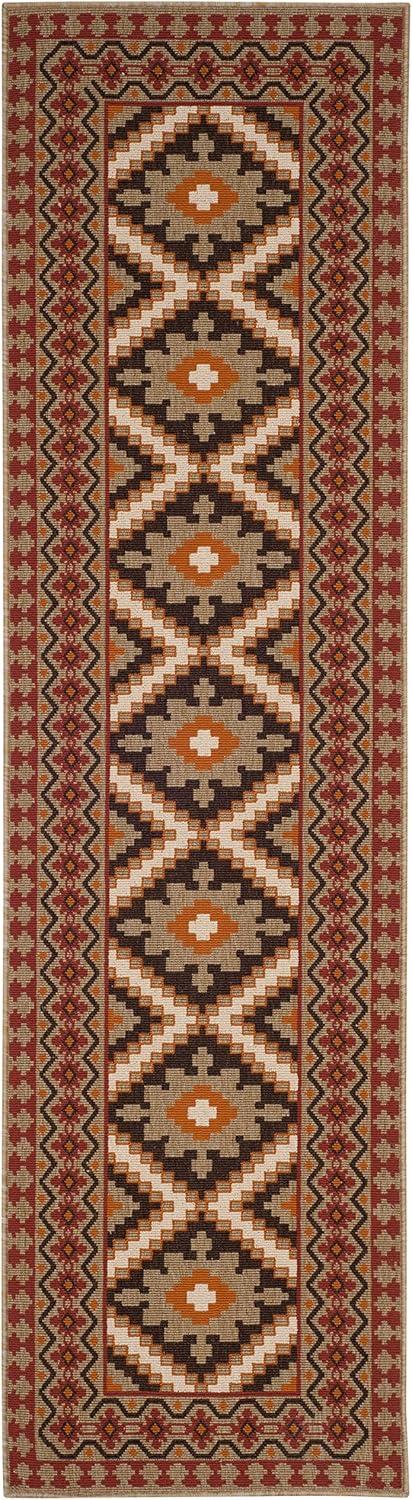 Veranda 24" Red and Natural Synthetic Non-Slip Outdoor Accent Rug