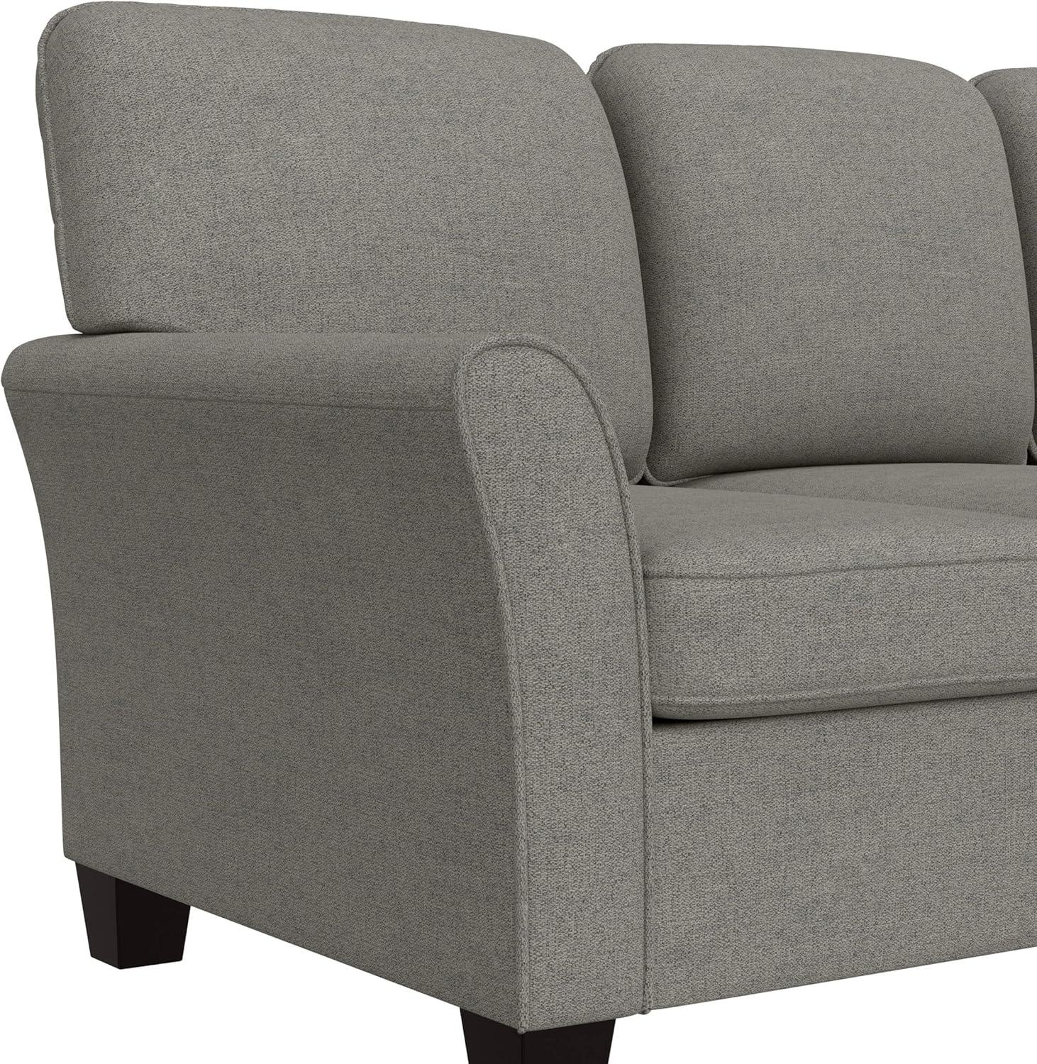 Gray Fabric Upholstered Sofa with Removable Cushions and Rolled Arms