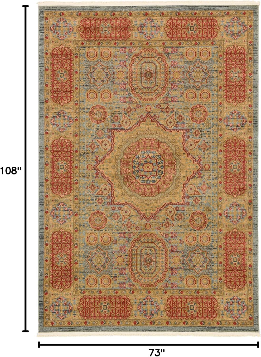 Unique Loom Palace Collection Area Rug - Amber (6' 1" x 9' Rectangle Light Blue/Light Brown)