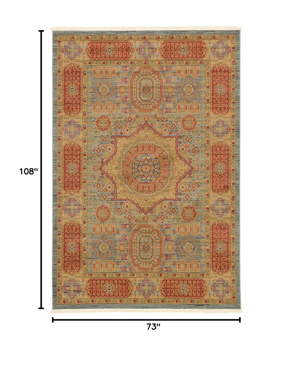 Unique Loom Palace Collection Area Rug - Amber (6' 1" x 9' Rectangle Light Blue/Light Brown)