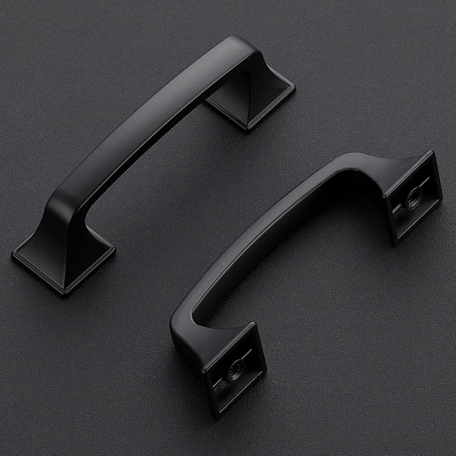 Matte Black Modern Cupboard Drawer Pulls with Mounting Hardware, 10 Pack